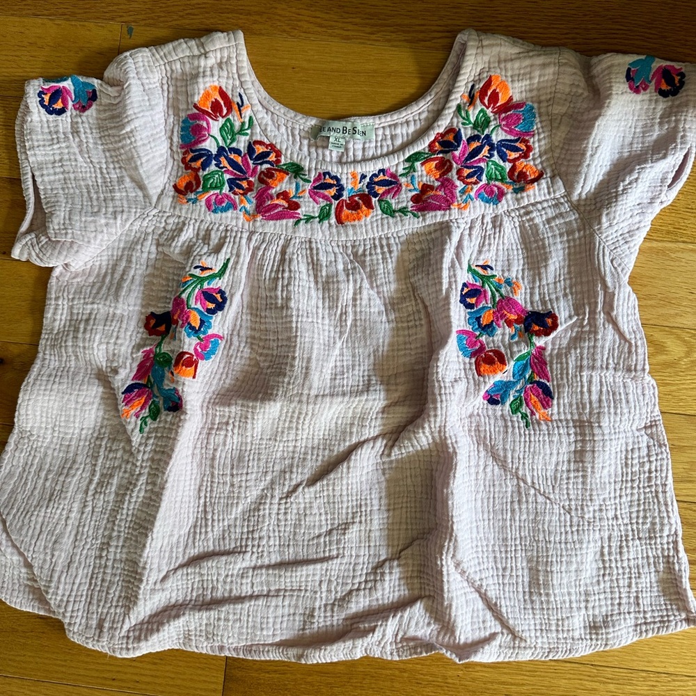 See and Be Seen Girls Gauze Embroidered Top